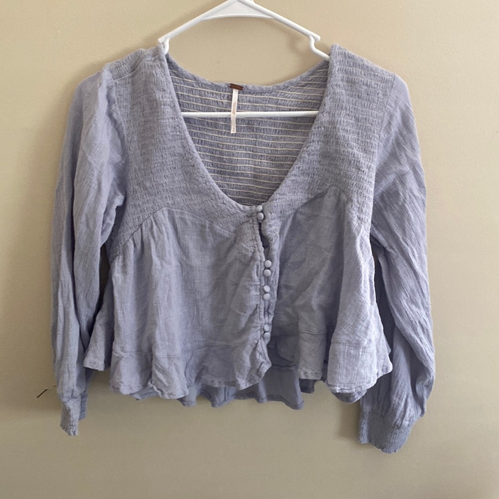 Free people flowy cropped button blouse